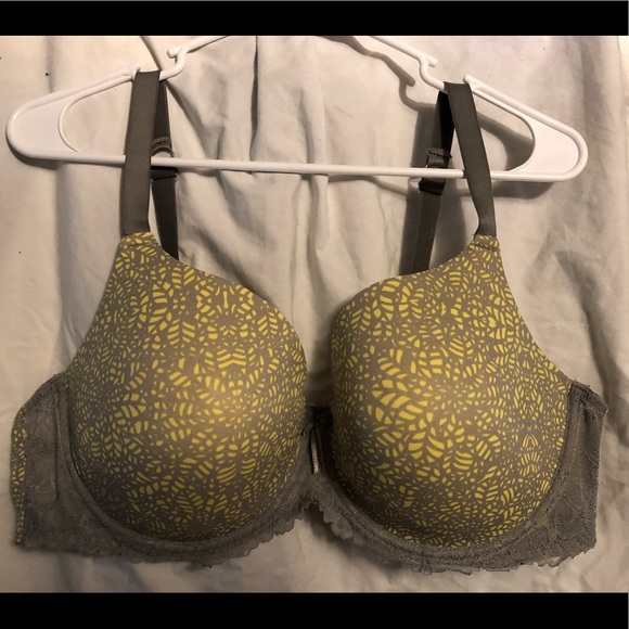 DreamFit Other - DreamFit 42DD Grey and Yellow PushUp Bra w/ Lace